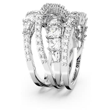 Twist Wrap ring, Mixed cuts, White, Rhodium plated - Swarovski, 5584650