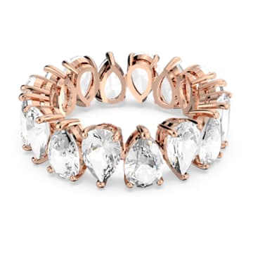 Vittore ring, Drop cut, White, Rose gold-tone plated - Swarovski, 5586161