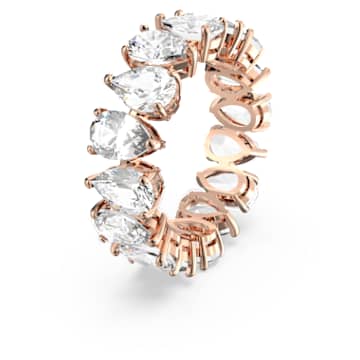 Anello Vittore, Taglio Drop, Bianco, Placcato color oro rosa - Swarovski, 5586162