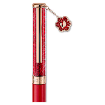 Flower of Fortune ballpoint pen, Flower, Red, Rose gold-tone plated - Swarovski, 5595670