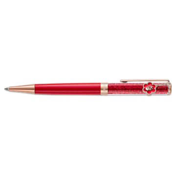 Flower of Fortune ballpoint pen, Flower, Red, Rose gold-tone plated - Swarovski, 5595670