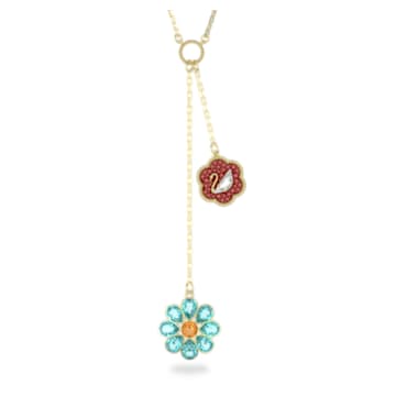 Flower of Fortune Y necklace, Flower, Multicolored, Gold-tone plated - Swarovski, 5597664