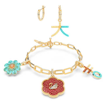 Flower of Fortune set, Swan, Multicolored, Gold-tone plated - Swarovski, 5597669