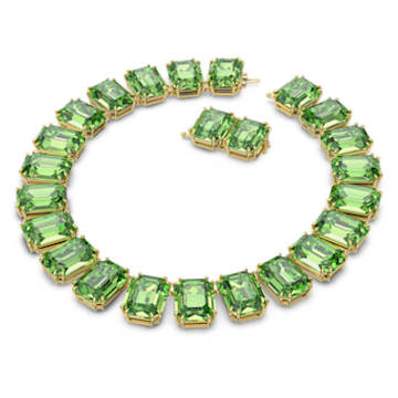 Millenia necklace, Octagon cut crystals, Green, Gold-tone plated - Swarovski, 5598261