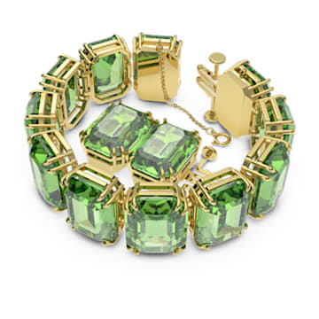 Pulsera Millenia, Cristales de gran tamaño, Talla octogonal, Verde, Baño tono oro - Swarovski, 5598347