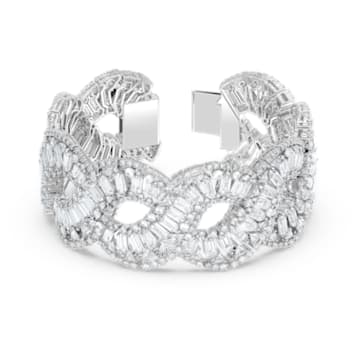 Hyperbola bracelet, Wave, White, Rhodium plated - Swarovski, 5598351