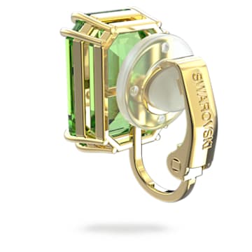 Millenia 夹式耳环, 单只、八角形切割, 绿色, 镀金色调 - Swarovski, 5598358