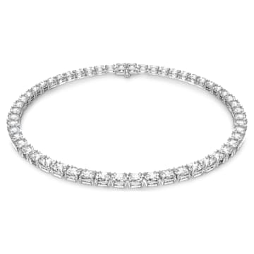 Collana Tennis Matrix Taglio squadrato Bianca Placcato rodio Swarovski