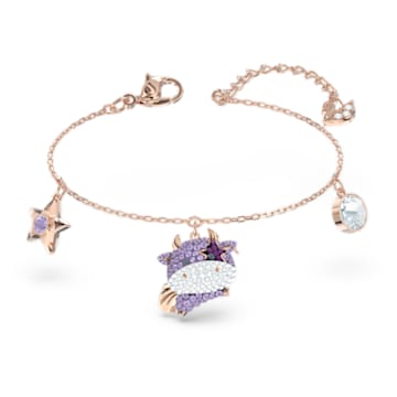 Little bracelet, Ox, Purple, Rose-gold tone plated - Swarovski, 5599156