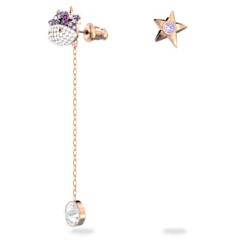 Little 水滴形耳環, 非對稱設計, 公牛與星星, 鍍玫瑰金色調 - Swarovski, 5599158