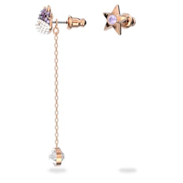 Little 穿孔耳环, 不对称, 牛, 紫色, 镀玫瑰金色调 - Swarovski, 5599158