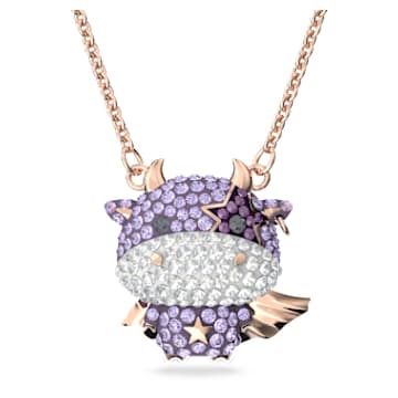 Little 鏈墜, 牛, 紫色, 鍍玫瑰金色調 - Swarovski, 5599162