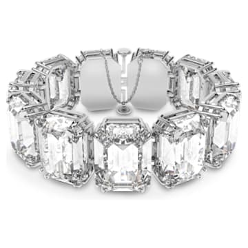 Verlichten geluk filosoof Millenia bracelet, Oversized crystals, Octagon cut, White, Rhodium plated |  Swarovski
