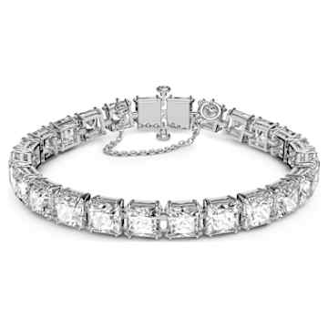 Matrix Tennis bracelet, Pear cut, White, Rhodium plated | Swarovski