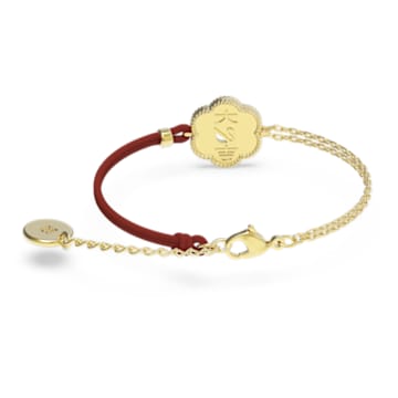 Flower of Fortune bracelet, Swan, Red, Gold-tone plated - Swarovski, 5599281