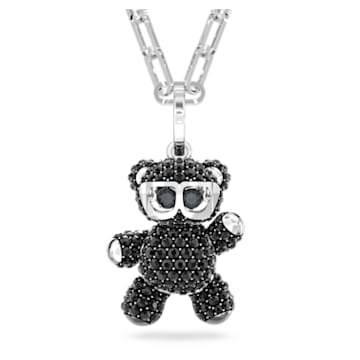 Teddy pendant, Bear, Black, Rhodium plated - Swarovski, 5599282