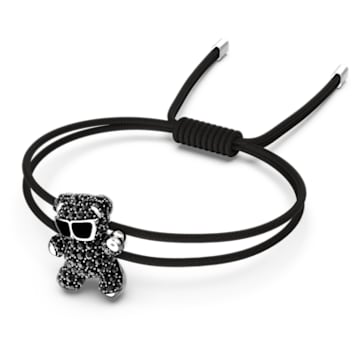 Teddy bracelet, Bear, Black, Rhodium plated - Swarovski, 5599283