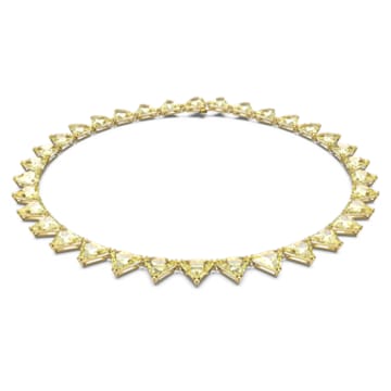 Millenia necklace, Triangle cut crystals, Yellow, Gold-tone plated - Swarovski, 5599487