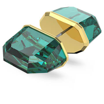 Lucent stud earring, Single, Green, Gold-tone plated | Swarovski