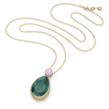Orbita necklace, Drop cut, Multicoloured, Gold-tone plated - Swarovski, 5600517