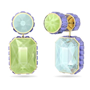 Orbita ドロップピアス, アシンメトリーデザイン、オクタゴンカット, マルチカラー, ゴールドトーン・プレーティング - Swarovski, 5600519