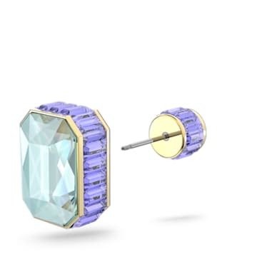 Orbita stud earring, Single, Octagon cut crystal, Multicolored, Gold-tone plated - Swarovski, 5600526