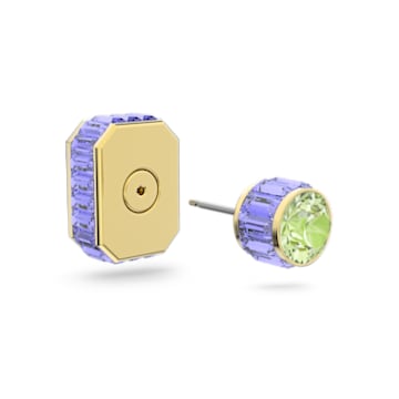 Orbita stud earring, Single, Octagon cut, Multicoloured, Gold-tone plated - Swarovski, 5600526