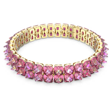 Ortyx choker, Pyramid cut, Pink, Gold-tone plated - Swarovski, 5600620