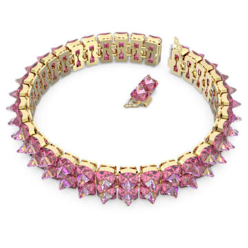 Obojkový náhrdelník Ortyx, Pyramidový výbrus, Růžová, Pokoveno ve zlatém odstínu - Swarovski, 5600620