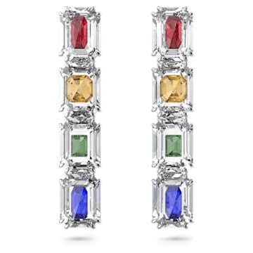 Chroma clip earrings, Oversized crystals, Multicolored, Rhodium plated - Swarovski, 5600628