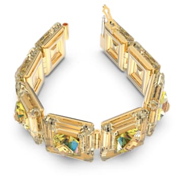 Chroma bracelet, Cushion cut, Gold tone, Gold-tone plated - Swarovski, 5600669