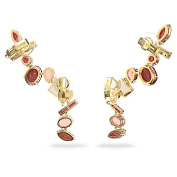 Gema clip earrings, Mixed cuts, Multicoloured, Gold-tone plated - Swarovski, 5600762