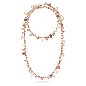 Gema necklace, Extra long, Multicolored, Gold-tone plated - Swarovski, 5600764