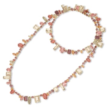 Gema necklace, Mixed cuts, Extra long, Multicoloured, Gold-tone plated - Swarovski, 5600764