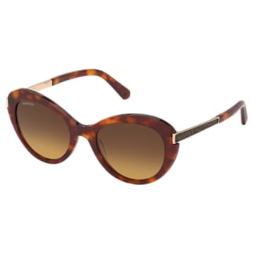 Swarovski sunglasses, Oval shape, SK 0327 57F, Brown, Rose gold-tone plated - Swarovski, 5600906
