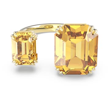 Millenia open ring, Octagon cut, Yellow, Gold-tone plated - Swarovski, 5600916