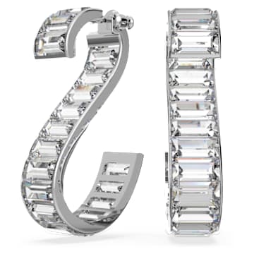 Matrix S 드롭 이어링, 바게트 컷, 화이트, 로듐 플래팅 - Swarovski, 5600973