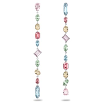 Gema earrings, Asymmetrical, Multicoloured, Rhodium plated - Swarovski, 5600979