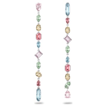 Pendants d'oreilles Gema, Design asymétrique, Tailles variées, Extra-longs, Multicolores, Métal rhodié - Swarovski, 5600979