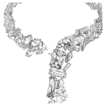 Mesmera Y-Halskette, Übergroße Kristalle, Weiß, Rhodiniert - Swarovski, 5601526