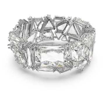 Mesmera bangle, Oversized crystals, White, Rhodium plated - Swarovski, 5601530