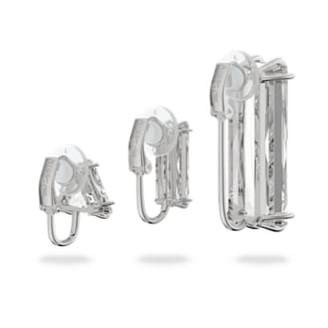 Mesmera 夹式耳环, 单只、套装（3）、长方形切割, 白色, 镀铑 - Swarovski, 5601534