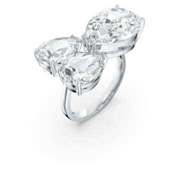 Millenia 个性戒指, 梨形切割, 白色, 镀铑 - Swarovski, 5601568