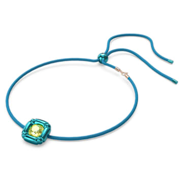 Dulcis necklace, Cushion cut crystals, Blue - Swarovski, 5601586