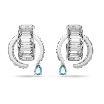 Matrix earrings, Blue, Rhodium plated - Swarovski, 5601630