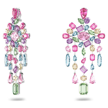 Boucles d'oreilles clip Gema, Tailles variées, Chandelier, Multicolores, Métal rhodié - Swarovski, 5601887