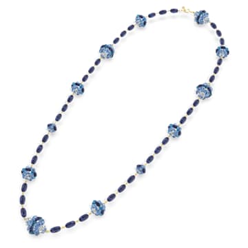 Somnia necklace, Extra long, Blue, Gold-tone plated - Swarovski, 5601905