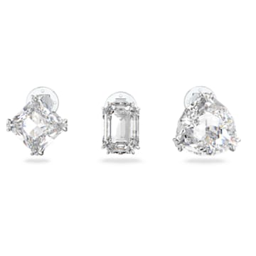 Millenia clip earring, White, Rhodium plated - Swarovski, 5602413