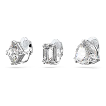 Millenia clip earring, Set (3), Asymmetrical, White, Rhodium plated - Swarovski, 5602413
