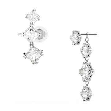 Millenia 耳骨夾, 套裝 (2), 非對稱設計, 白色, 鍍白金色 - Swarovski, 5602782